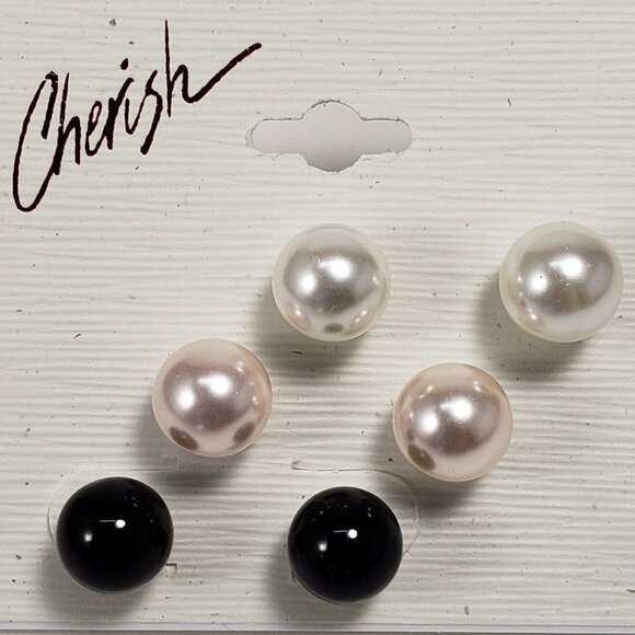 Colorful Set of 3 Ball Stud Earrings for Women - Versatile Fashion Accessories - Picture 4 of 8